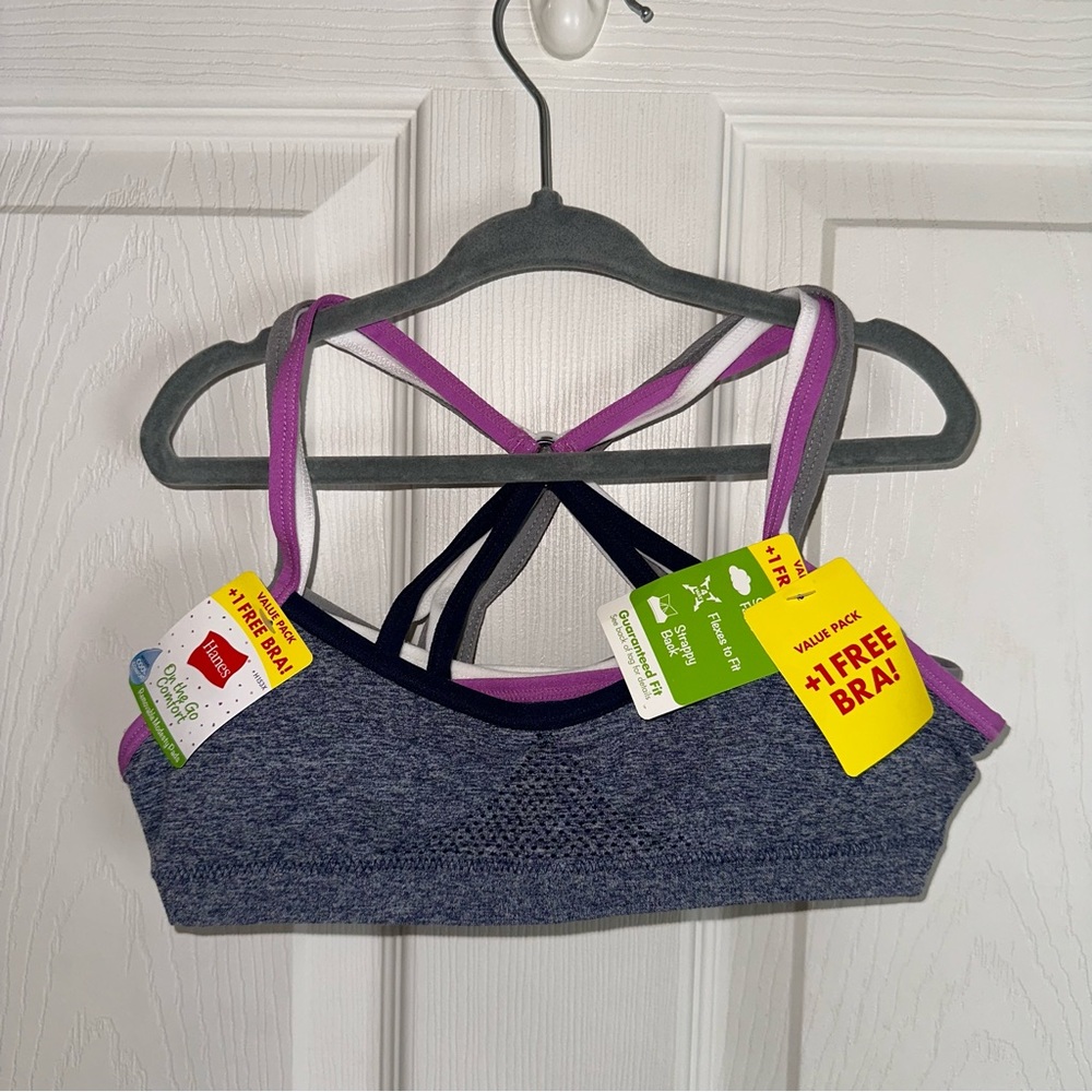 Hanes Girls' 3pk Seamless Racerback Bra Size Small